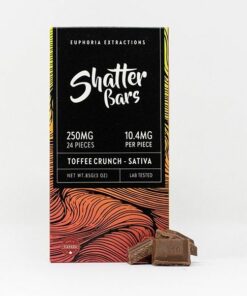 Euphoria Extractions Sativa Shatter Bar 250MG Toffee Crunch e1649791710698.jpeg